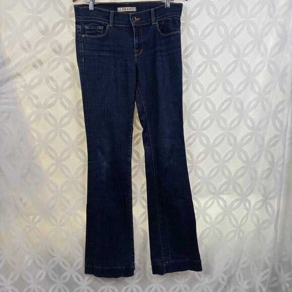 J Brand Flare Bootcut Dark Washed Distressed Hem Womens Size 28 Jeans - Picture 7 of 14